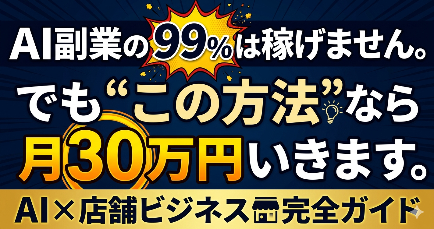 AI副業なら月30万円いきます。AI×店舗ビジネス完全ガイド
